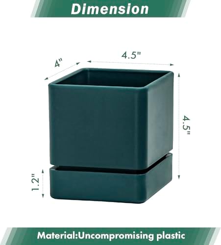 D'vine Dev Plastic Herb Planter Pot, 4 in, Green, 76-Y-C-1