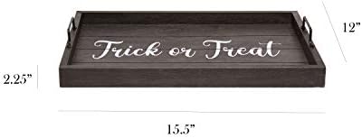 Elegant Designs HG2000-KTT Halloween Decorative Wood Serving Tray w/Handles, 15.50" x 12", Black Wash Trick or Treat