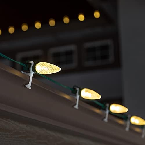 HLO Lighting Christmas Light Clip | All in One | Use with C9, C7, and LED Mini Lights | Christmas Light Hangers for Gutters | 100 Pack