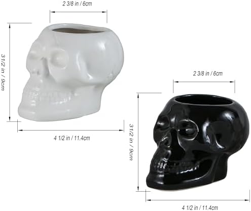 Tanvecle Skull Planter Pots 2-Pack, Gothic Skeleton Vase for Halloween