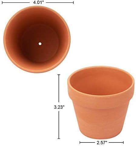 [26 Pack] 4" Terracotta Planter Pots with Drainage Hole - Clay, Ceramic, Cactus, Flower & Succulent Nursery Pots for