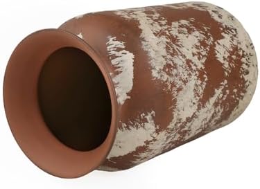 Shabby Chic Classy Designed White Milk Can Galvanized Finish Metal Vase Country Rustic Primitive Decorative Flower Holder for Home Office Garden, 7.87" H (Reddish-Brown)