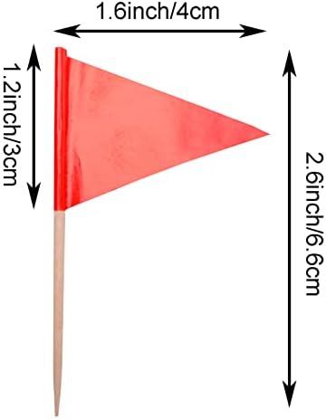 stidsds Solid Red Cupcake Toppers Flags Mini Small Plain Red Triangle Toothpick Stick Flag Blank DIY Color Decoration(100 pcs)