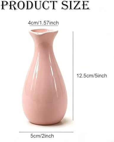 Small Ceramic Bud Vase Flower Vase Decorative Floral Holder(Pink)