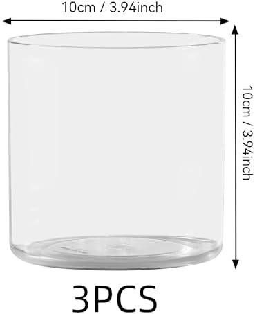 3 Pack Flower Vase Acrylic Cylinder,3.94" Tall Clear Vase for Centerpieces,Wedding Decorative,Home Décor, Non Breakable Plastic, 3.94"X3.94" Tall Round - Clear