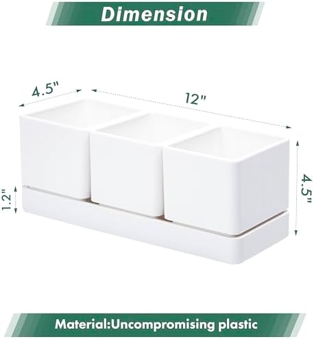 D'vine Dev 2-Pack Plastic Herb Garden Planter Set, White, 76-V-A-2