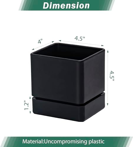 D'vine Dev 3-Pack Plastic Herb Planter Pots, 4 in, Black, 76-Y-B3-1