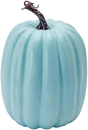 Halloween Autumn Harvest Festival 7 Artificial Pumpkins of Various Styles Decorate Rural Style Farmhouses Foam Pumpkins Thanksgiving Dinner Party Home Festival Autumn Decoration (Light Blue)