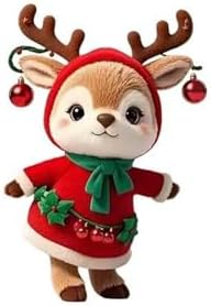 24 Pcs Cute Reindeer Christmas Tree Hanging Ornaments 2D Flat Wooden Pendant Ornament Xmas Cartoon Elk Christmas Hanging Ornaments for Home Holiday Party DIY Decoration