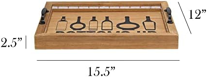 Elegant Designs HG2032-NBU Salento Farmhouse Rectangle Decorative LED Light Up Wooden Serving Tray w Black Metal Handles & Bottoms Up in Black for Décor, Centerpiece, Breakfast, Coffee,Bar, Natural