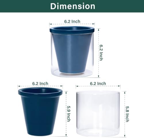 D'vine Dev Self-Watering Blue Terracotta Planter, 6 in, 2-Pack, 37-Y-B-4