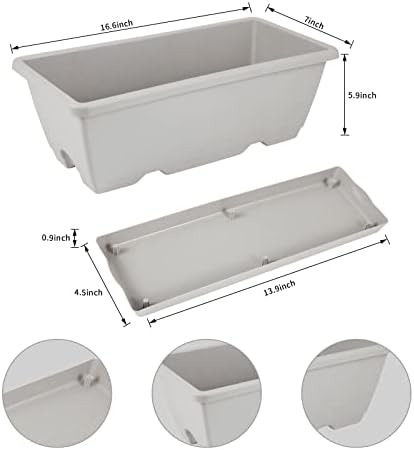 8pcs Window Box Planter,Rectangle Plastic Vegetable Flower Planters Boxes