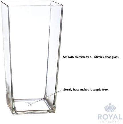 Royal Imports Acrylic Square Vase 5"X10"Tall Non Breakable Plastic, Clear