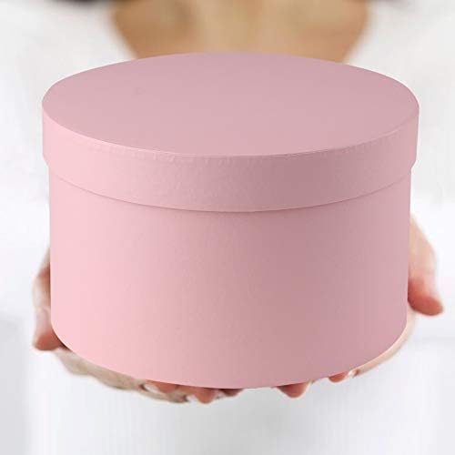 Oairse Round Gift Boxes with Lids Flower Box for Arrangements Pink Round Box Set of 4 Nesting Gift Boxes with Lids for Flowers Arrangements Empty, Bridesmaid, Proposal, Wedding, Birthday, Party Favor
