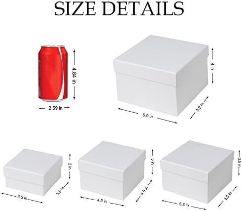 Oairse White Gift Boxes with Lids Nesting Gift Boexs for Presents Set of 4 Small White Gift Boxes for Flower Arrangements Paper Mache Boxes for Bridesmaid, Proposal, Wedding, Birthday, Party Favor