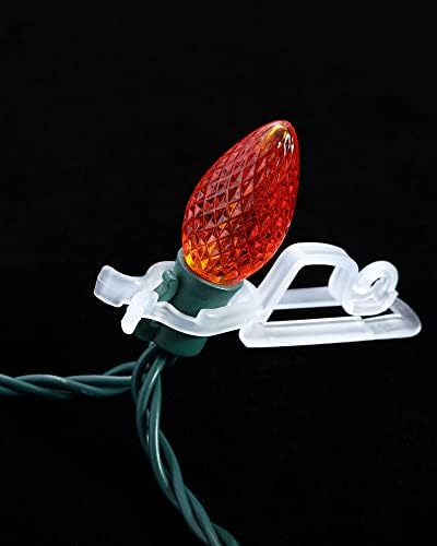 Tatuo 100 Pack Christmas Light Clips for C7 C9 Bulbs Shingle Gutter, Clear