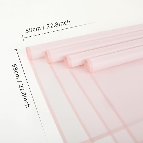 20 Sheet Flower Wrapping Paper-Waterproof Bouquet Paper (Translucent Pink)