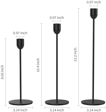 ChefBee 6PCS Black Tall Taper & Pillar Candle Candlestick Holder