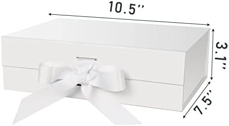 DaiJoob White Gift Box with Lid for Presents 10.5x7.5x3.1 Inches