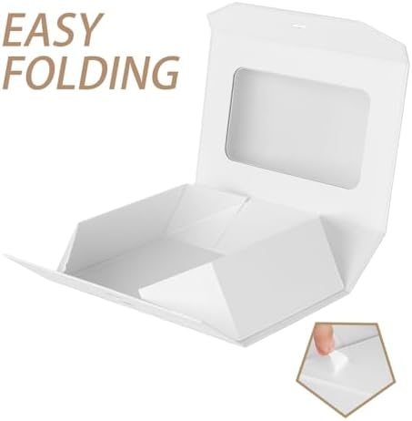 3 Pcs White Extra Large Gift Box for Presents with Ribbon 16.5x13x5.3 Inches Clear Gift Box with Window Magnetic Closure Gift Boxes with Lids
