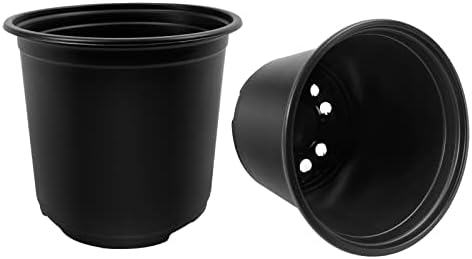 RAOOKIF 100 Pack Nursery Pots, 6 Inch Plastic Plant Pots with Drainage Holes, Black Garden Flower Pots for Transplanting, Succulents, Cuttings, Seedlings (6inch,100pcs)