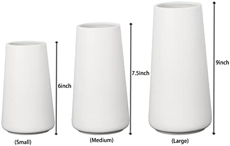 Ceramic White Vase, Simple Vases for Lavender Pampas Grass Dried Flowers Plants, Frosted Elegant Vase for Modern Table Shelf Wedding Home Decor (Large)