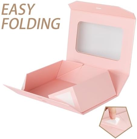3 Pcs Pink Extra Large Gift Box for Presents with Ribbon 16.5x13x5.3 Inches Clear Gift Box with Window Magnetic Closure Gift Boxes with Lids