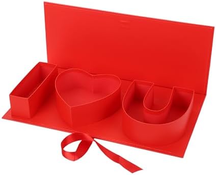 Valentines Day Flower Gift Box I HEART U Letter Large Flower Boxes with Ribbon for Christmas, Wedding Party, Mothers Birthday Love Favors, Bridal Shower Chocolate Packaging, Rose Bouquet Present (Red)