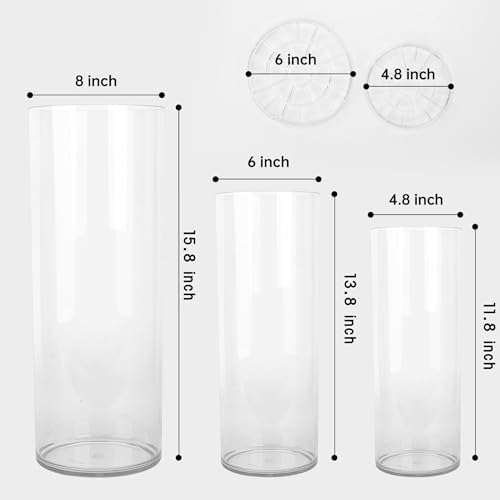 Clear Acrylic Cylinder Flower Vase Large Plastic Centerpieces Vase