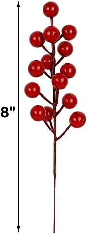 winemana 24 Pack Red Berry Picks Sprigs Christmas Ornaments for Tree