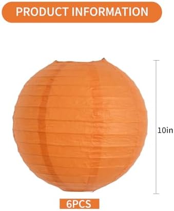 BEISHIDA 10 Inch Orange Paper Lanterns 6Packs Hanging Round Chinese Lantern