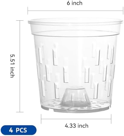 TRUEDAYS Orchid Pot, 4 Pack 6 Inch Plant Pot with Drainage