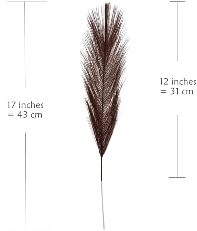 Fake Pampas Grass Plants Artificial Reeds Decoration Set of 28 Stems 17” Faux Florals Bulrush Fluffy Beige Branches Home Wedding Party Vase Fillers Christmas DIY Feathers Décor - Brown Coffee 28 Pcs