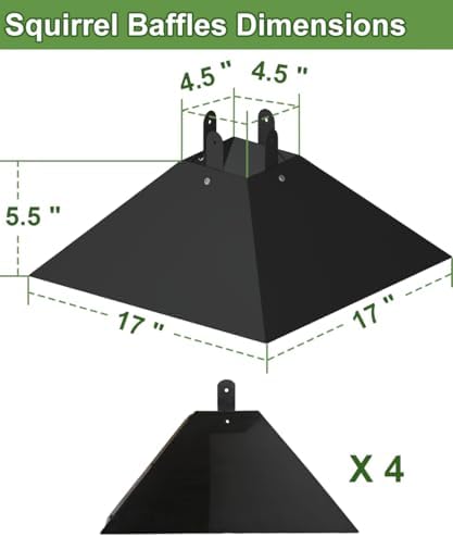 Queension Plastic Squirrel Baffle for 4x4 Bird Feeder Pole, 17Inch, 1 Pack