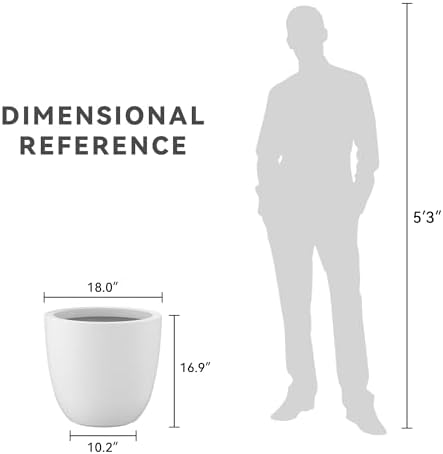 Kante 18" Dia Round Concrete Planter, Large Bowl Pot, White