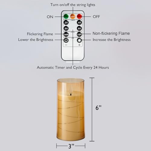 Homemory 3"x6" Flameless Candles, Flickering LED Pillar Candles with Remote