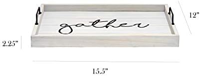 Elegant Designs HG2000-GGH Decorative Wood Serving Tray w/Handles, 15.50" x 12", Gather (Pack of 4)