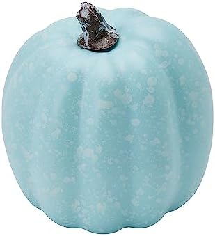 7Pcs Artificial Pumpkins of All Styles Halloween Decoration Rural Style Farmhouse Foam Pumpkin Thanksgiving Day is Suitable for Table top House Dining Table Party Decoration (Light Blue)