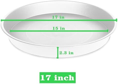 4 Pack of 17 inch Plant Saucer, 2.3" Depth Tray, Large Deep Garden Plastic Flower Planter Plant Trays for Indoors Outdoor Bath Bath (17", Creamy White)