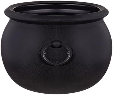 Evergreen Garden Cauldron Witch Pot Candy Holder Bowl Bucket for Trick-or-Treat, Flower Plant Pot, Indoor/Outdoor Halloween Witches Decoration for Party Home Office Desk (Witch Cauldron)
