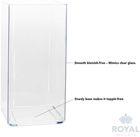 Royal Imports Acrylic Square Vase 5"X10"Tall Non Breakable Plastic, Clear