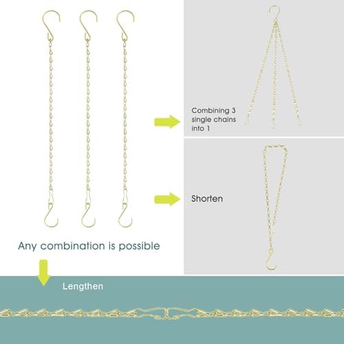 Chain for Hanging Plants, 20 Inch Gold Hanging Basket Chain