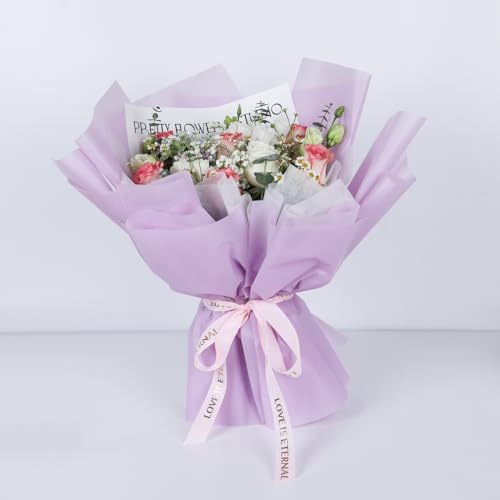 NESCCI 20 Sheet Flower Wrapping Paper (Misty Light Purple)