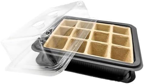 Seed Starter Trays, 12-Cell Kit with Humidity Dome, Reusable Seedling Germinating Plant Trays, 8 x 6 inches (3)