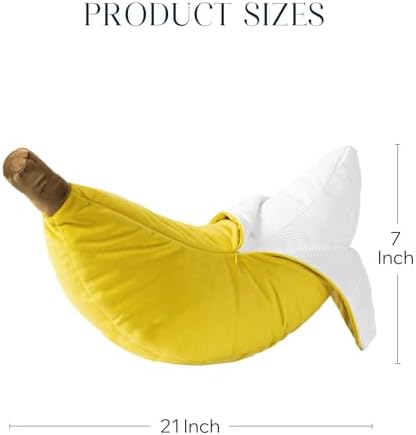 Phantoscope Fruit Shaped Pillows Series Banana Shaped Throw Pillow, Fun Home Decor of Fruit Themed Shaped Cushions, Fall Decorative Shaped Pillow for Couch Bed and Chair, Yellow, 21 x7 inches