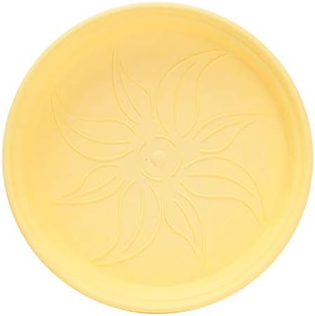 Mintra Garden Pots, 4 Pack Bulk Plastic Plant Pots with Drainage Tray, Round Indoor & Outdoor Decorative Planters with Drain Holes for Flowers, Herbs & Plants, 13cm Diameter – Yellow, 5 in