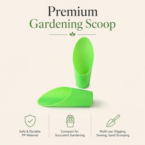 Bonsai Soil Scoops, Plastic Garden Soil Scoops, Garden Potted Plant Maintenance Succulent Planting Tools, Classic Durable, Ergonomic Grip -(1pc Green)