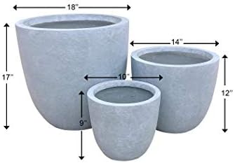 Kante Set of 3 Blue Gray Concrete Bowl Round Planters for Modern Home