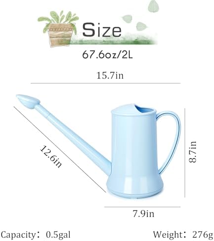 XXXFLOWER 1/2 Gallon Indoor Plant Watering Can Blue 67oz