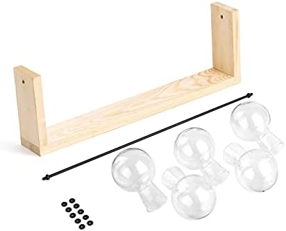 Mkono Plant Propagation Station Wall Desktop Beige Wood Stand 5 Vase Holder